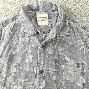 Tommy Bahama Disney Parks Shirt Mens Medium Blue Silk Hawaiian Mickey Floral